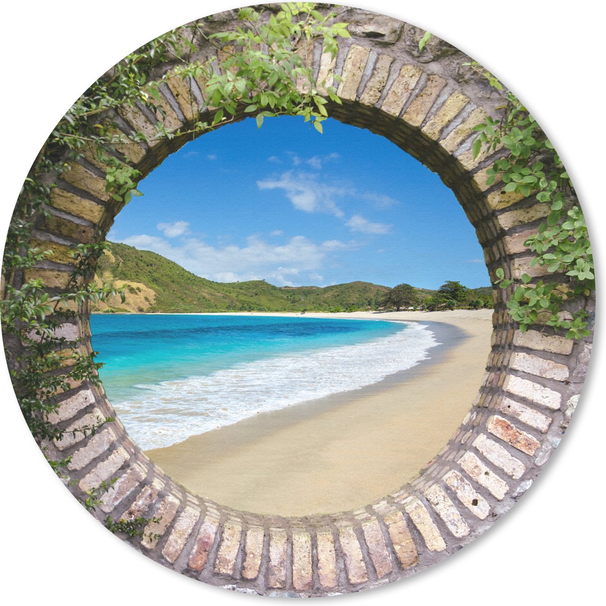 Muismat rond 20x20 cm - Mousepad Strand - Zee - Doorkijk - Ronde muismatten