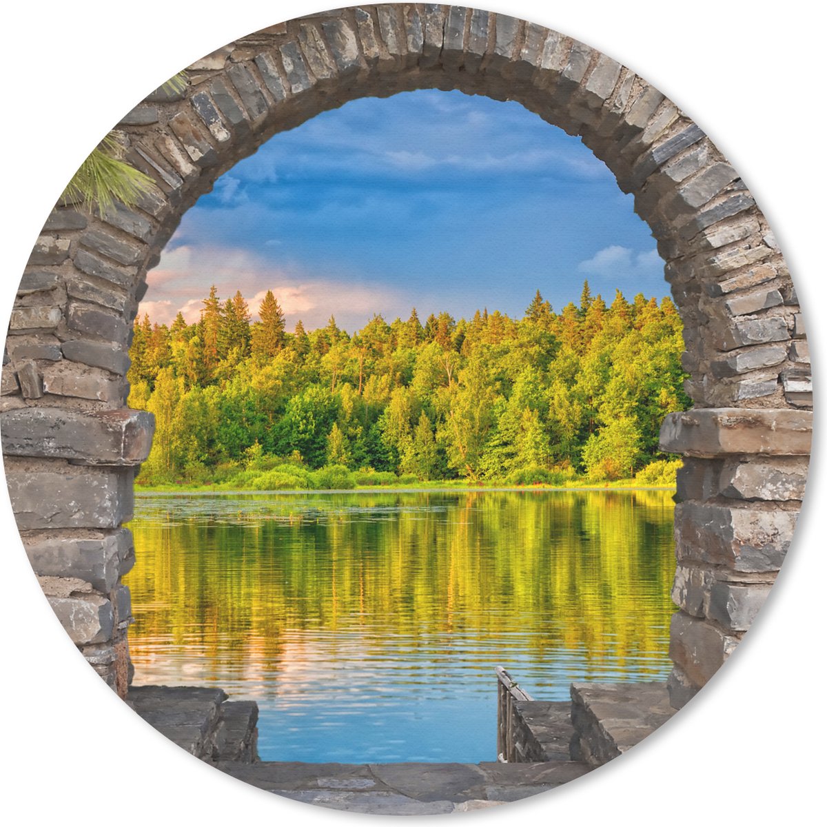Muismat rond 30x30 cm - Mousepad Bomen - Bos - Water - Doorkijk - Ronde muismatten