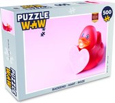 Puzzel Badeend - Hart - Roze - Legpuzzel - Puzzel 500 stukjes