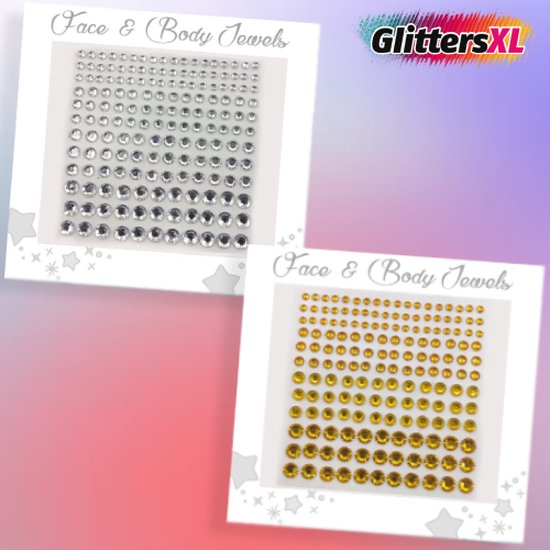GlittersXL Face & Body Jewels (Zilver + Goud) (165 Diamantjes) [Dots