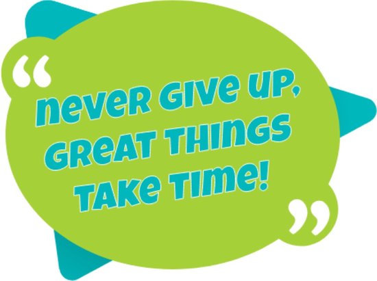 Motivatie Sticker - Quote Sticker - Never give up, great things take time – Muursticker – Raamsticker – Sticker Volwassenen – Circa 16 cm