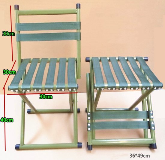 Kampeerkruk - Campingstoel - Strandstoel - Vissersstoel - Visstoel - Rugleuning - Opvouwbare stoel - Groen van Merkloos — afbeelding 2