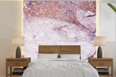 Behang - Fotobehang Marmer - Roze - Glitter - Breedte 350 cm x hoogte 350 cm