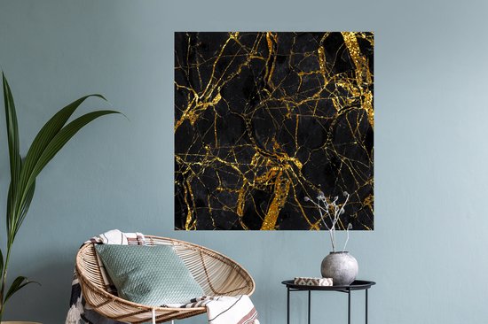 Stickers muraux - Marbre - Goud - Zwart - Motifs - 100x100 cm - Film Adhésif XXL