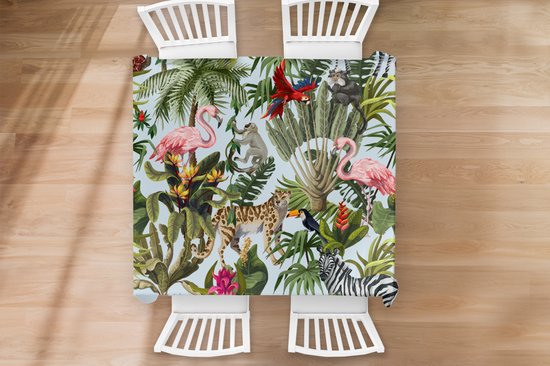 Nappe - Nappe - 150x150 cm - Jungle - Animaux - Filles - Enfants - Garçons - Flamingo - Perroquet - Intérieur et Extérieur