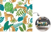 Tafelkleed - Tafellaken - 120x120 cm - Jungle - Luipaard - Planten - Patroon - Meiden - Jongens - Binnen en Buiten