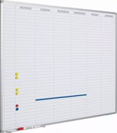 Tableau Blanc Deluxe - Acier Émaillé - Agenda Semainier - Agenda Mensuel - Agenda Annuel - Magnétique - Wit - 60x90cm