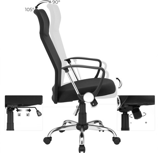 Ergonomische bureaustoel PRO - Op wielen - Met rugleuning - Bureaustoelen voor volwassenen - In hoogte verstelbaar