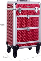 Beautycase deluxe - Professionele make-up koffer- Reis bagage afmeting - 3 in 1 Trolley voor kappers - Roterende wielen