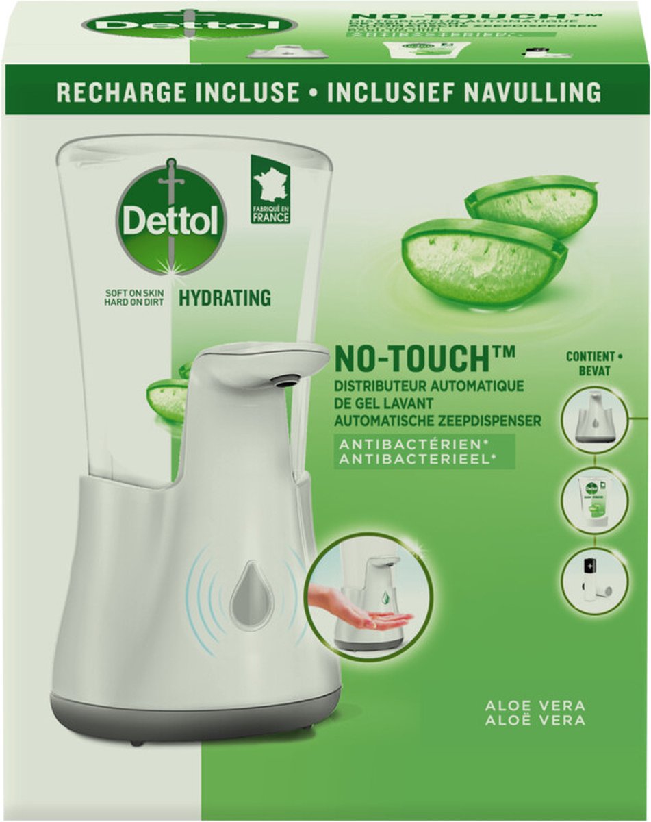 Dettol - Handzeep - Automatische Zeepdispenser - No Touch - met navulling Hydraterende Aloë Vera 250ml - Antibacterieel - Dettol
