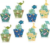 Dino Dinosaurus Cupcake Taart Prikkers Toppers en Cupcake Vormpjes 12 stuks