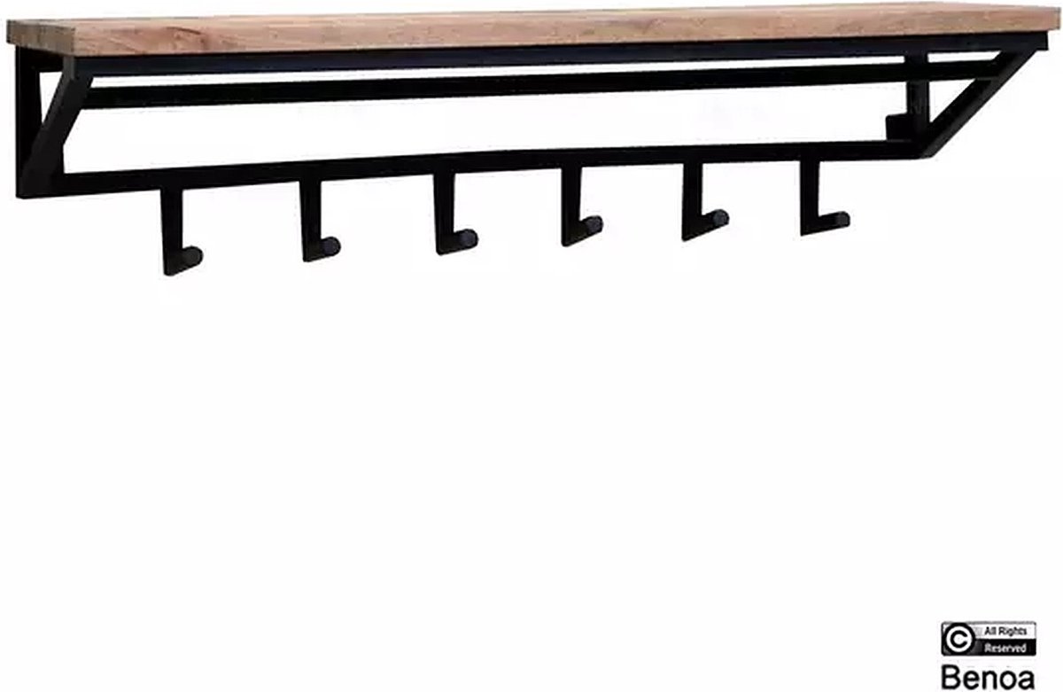 Kapstok mangohout metaal industrieel 120 cm