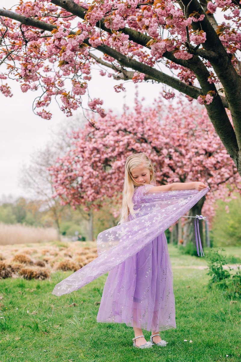 Prinsessenjurk meisje - Verkleedkleding meisje - Carnavalskleding - Paarse jurk - Het Betere Merk - Prinsessen Verkleedkleding - (120) - Haarvlecht - Cadeau meisje - Prinsessen speelgoed — afbeelding 2