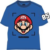 Super Mario Bros T-shirt - Koningsblauw. Maat 98 cm / 3 jaar.