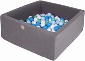 Vierkante ballenbak incl. 400 bollen - 110x110x40 cm - Donkergrijs - Wit, Blauw, Turkoois, Babyblauw