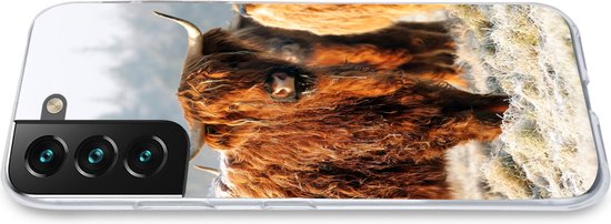 Coque de téléphone compatible avec Samsung Galaxy S22 Plus - Highlanders écossais - Neige - Forêt - Coque en Siliconen