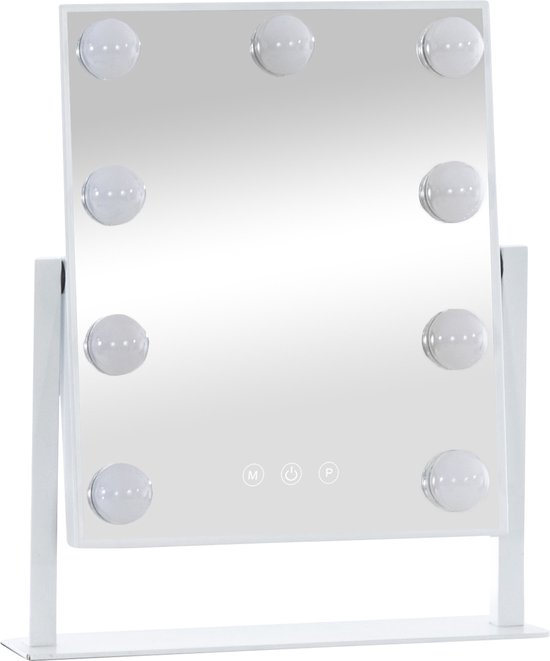 Miroir de Maquillage Mariela Deluxe - Avec éclairage LED - 36x30cm - Sans Bord - Variateur de lumière - Economie d'énergie - Miroir Hollywood - Siècle des Lumières optimal