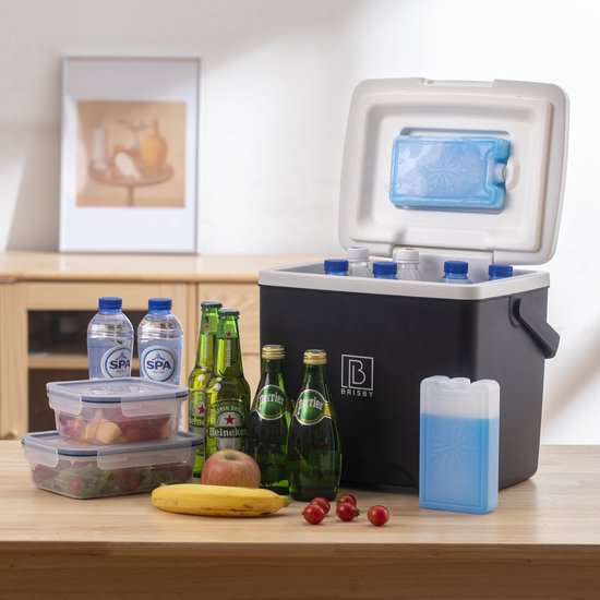 Brisby Koelbox - Frigobox - 13L - Zwart - Tot maximaal 40 uur isolatie - Incl. 2 dikke koelelementen van 450ml - Temperatuur veilige sluiting - Nieuw ontwerp met koelelement vergrendeld in deksel van Brisby — afbeelding 3