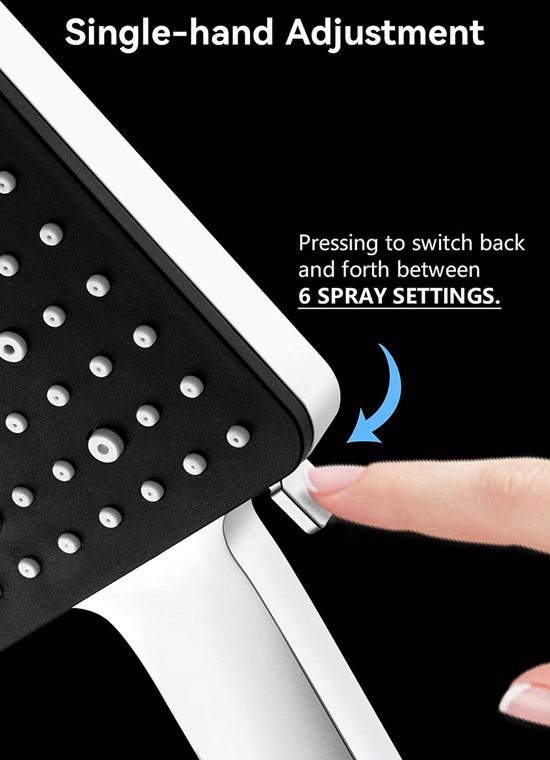 Waterbesparende douchekop met drukverhoging voor hogere waterdruk