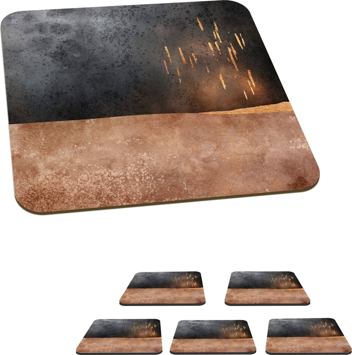 Onderzetters voor glazen - Abstract - Goud - Design - 10x10 cm - Glasonderzetters - 6 stuks