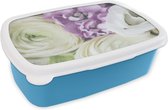 Lunch box Blauw - Lunch box - Boîte à pain - Fleurs - Roses - Nature - 18x12x6 cm - Enfants - Garçon