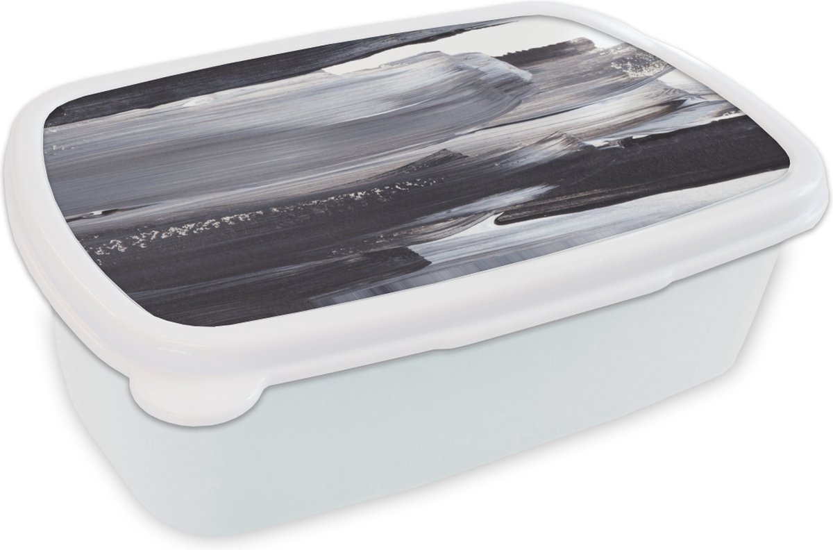 Broodtrommel Wit - Lunchbox - Brooddoos - Verf - Zwart - Design - 18x12x6 cm - Volwassenen