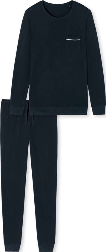 SCHIESSER Fine Interlock pyjamaset - heren pyjama lang interlock donkerblauw - Maat: XL