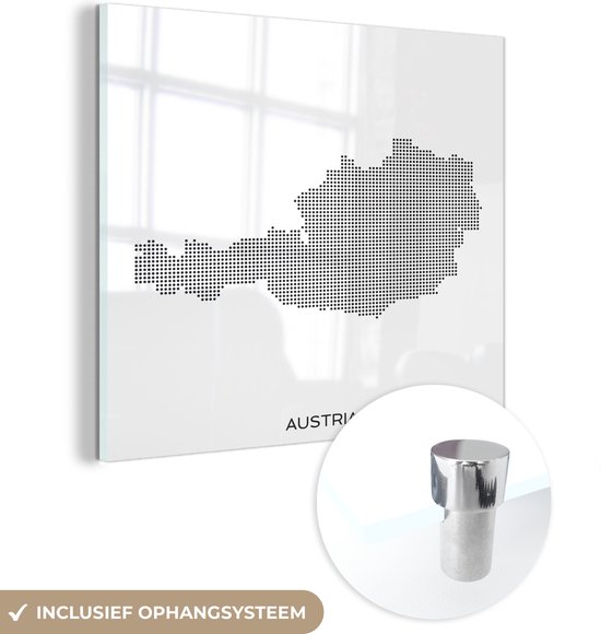 MuchoWow® Glasschilderij 50x50 cm - Schilderij acrylglas - Illustratie van Oostenrijk in punten - Foto op glas - Schilderijen