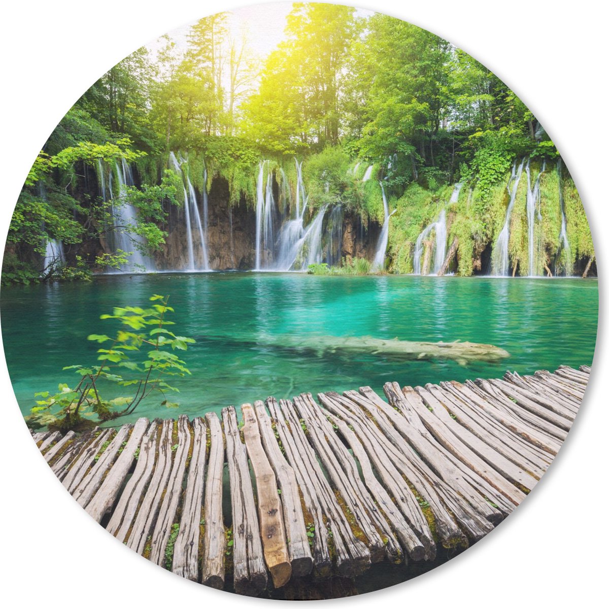 Muismat rond 20x20 cm - Mousepad Brug - Waterval - Natuur - Ronde muismatten