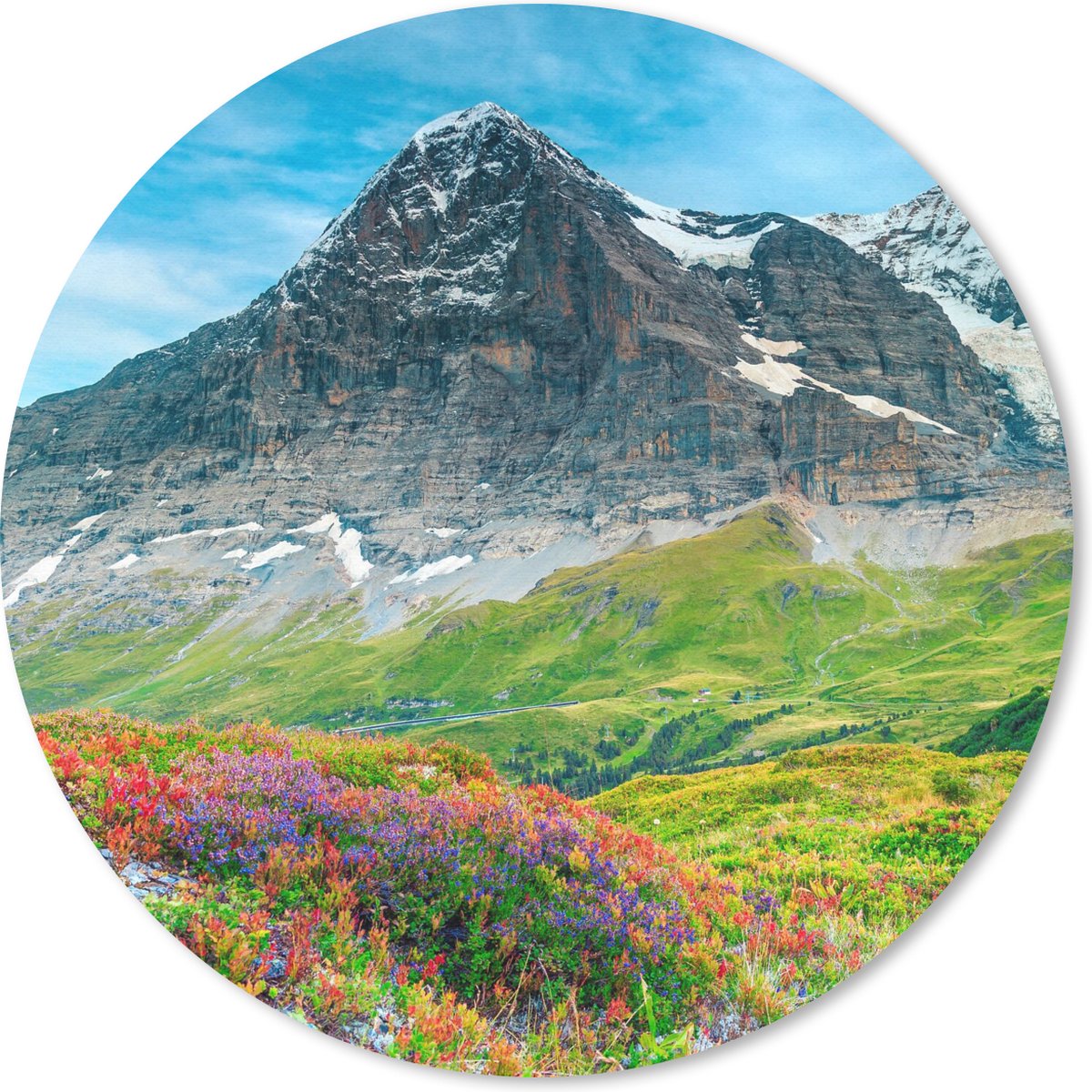 Muismat rond 20x20 cm - Mousepad Bloemen - Berg - Sneeuw - Landschap - Ronde muismatten