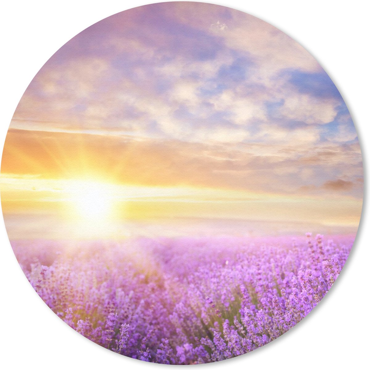 Muismat rond 40x40 cm - Mousepad Lavendel - Zon - Lucht - Natuur - Ronde muismatten