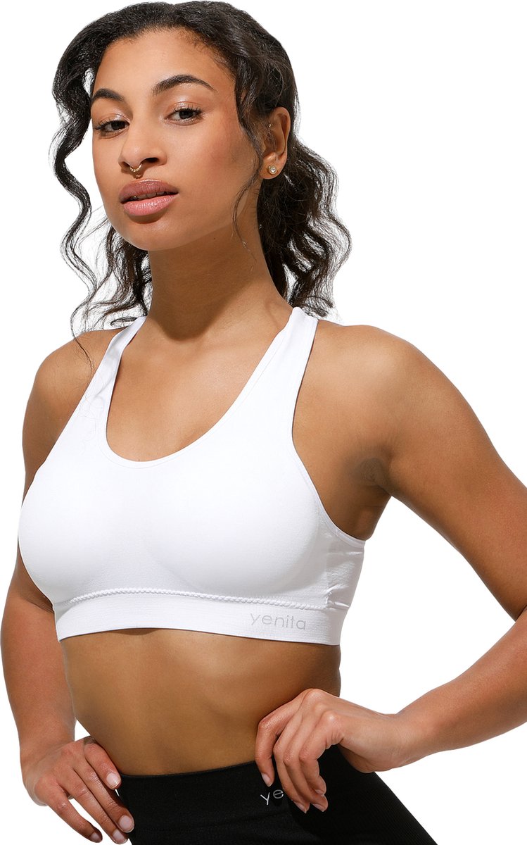 Lavendel x Yenita Naadloos Bustier met Verwijderbare Cups - Sport BH - Sportbeha - Sport Dames Top - Comfortabele en Stijlvolle Ondersteuning - Wit - S