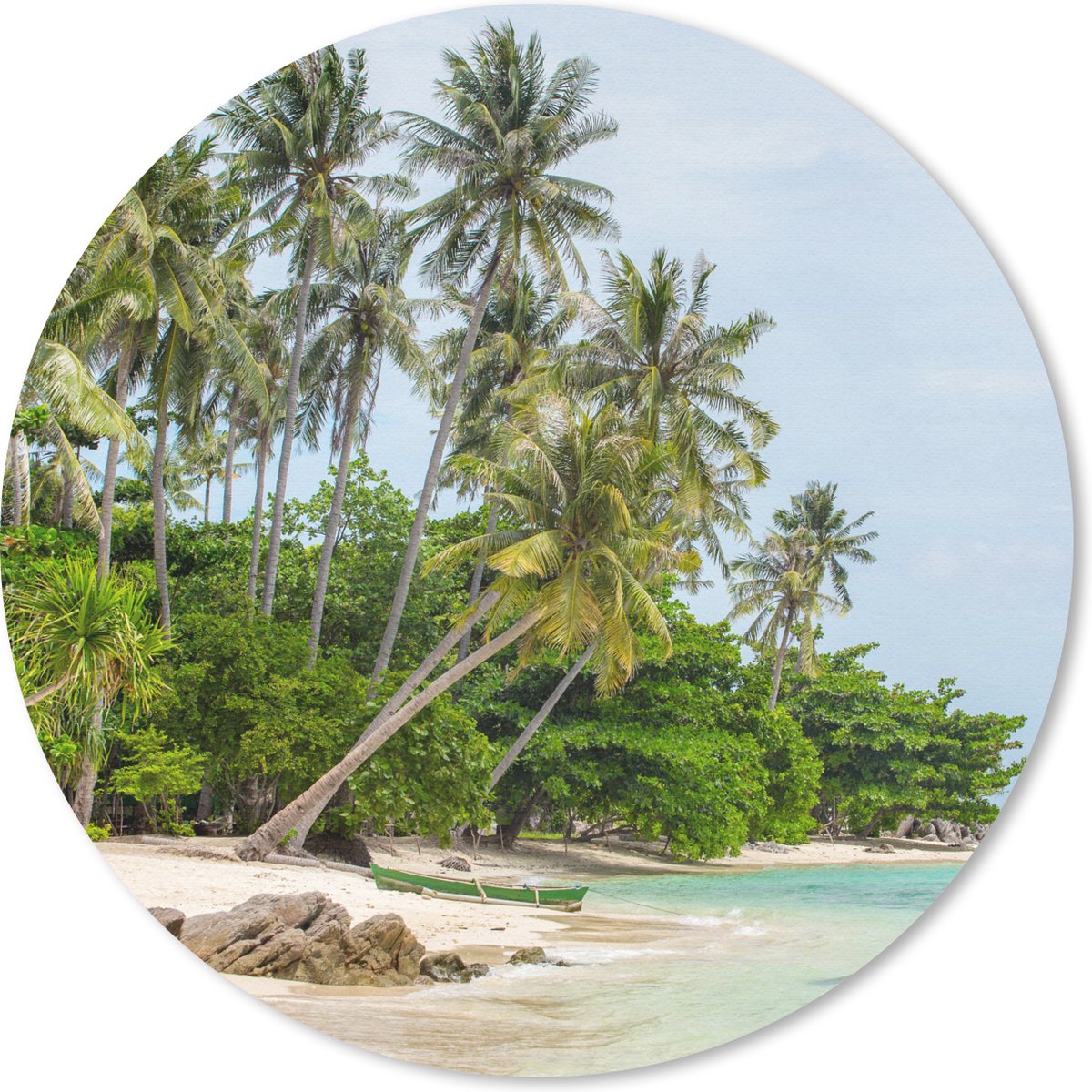 Muismat rond 20x20 cm - Mousepad Palmbomen - Strand - Zomer - Tropisch - Ronde muismatten