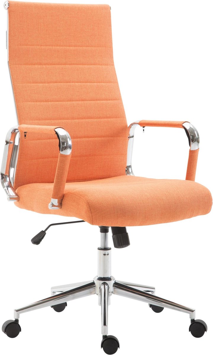 Luxe Bureaustoel Ottavia XL - Stof - Oranje - Op wielen - Ergonomische bureaustoel - Voor volwassenen - In hoogte verstelbaar