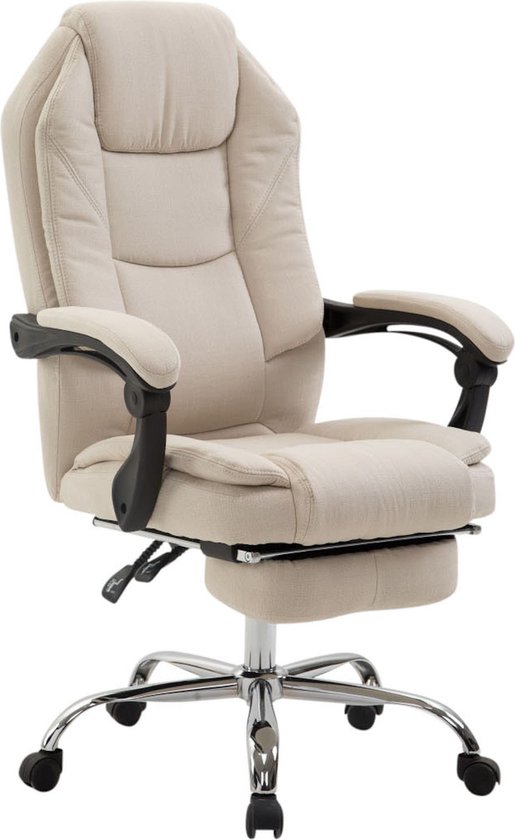 Luxe Bureaustoel Renza XL - Stof - Creme - Op wielen - Ergonomische bureaustoel - Voor volwassenen - In hoogte verstelbaar