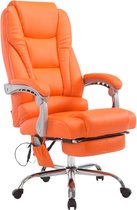 Chaise de bureau Otta - Fonction massage - Oranje - Cuir artificiel - Chaise de bureau ergonomique - Sur roulettes - Pour adultes - Réglable en hauteur