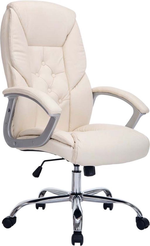 Bureaustoel Mula XL - Op wielen - Wit - Voor volwassenen - Kunstleer - Ergonomische bureaustoel - In hoogte verstelbaar