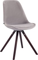 Chaise visiteur Kayleah - Chaise de salle à manger - Velours Grijs - Pieds marron - Set de 1 - Hauteur d'assise 48 cm - Deluxe