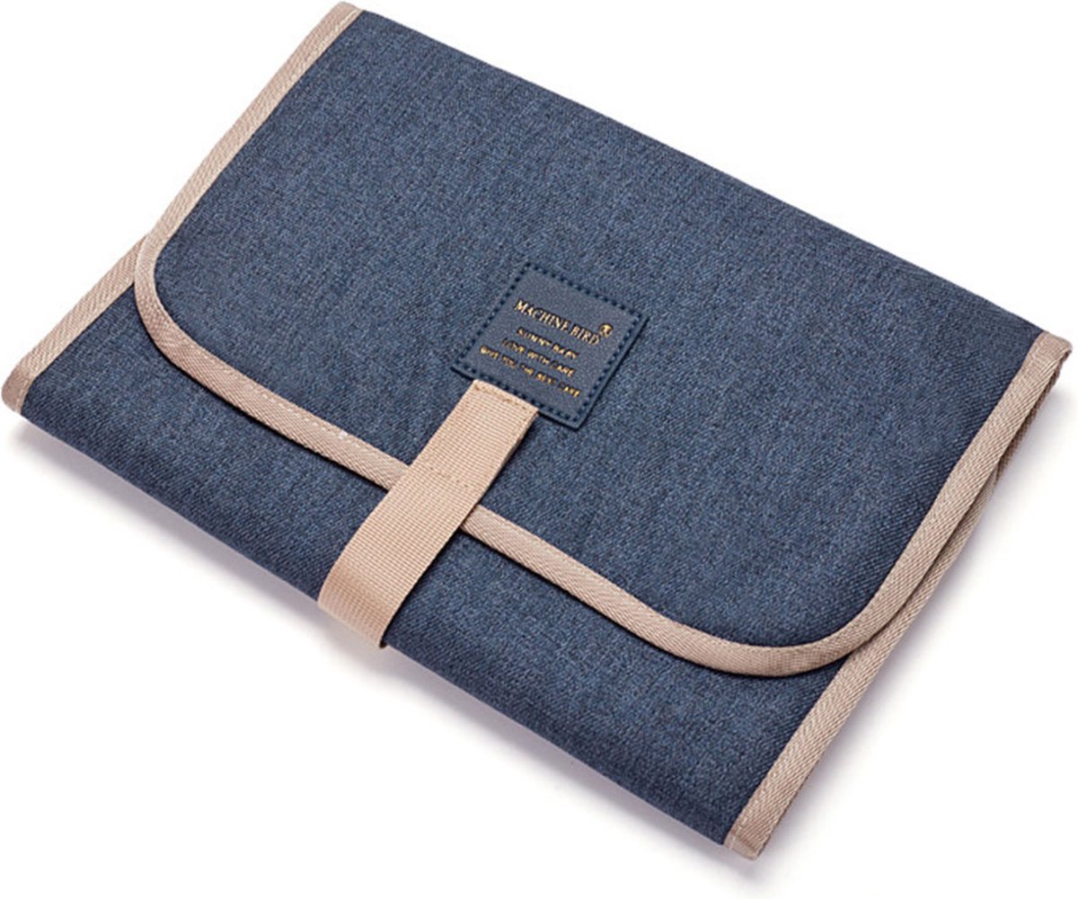Verschoonmatje voor Onderweg - Donker Blauw - Verschoningsmatje Baby - Waterbestendig - Opvouwbaar - Clutch Verschoonmat