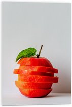 Acrylglas - Appel - Gesneden - Gestapeld - Blaadje - Eten - Fruit - Rood - 50x75 cm Foto op Acrylglas (Wanddecoratie op Acrylaat)