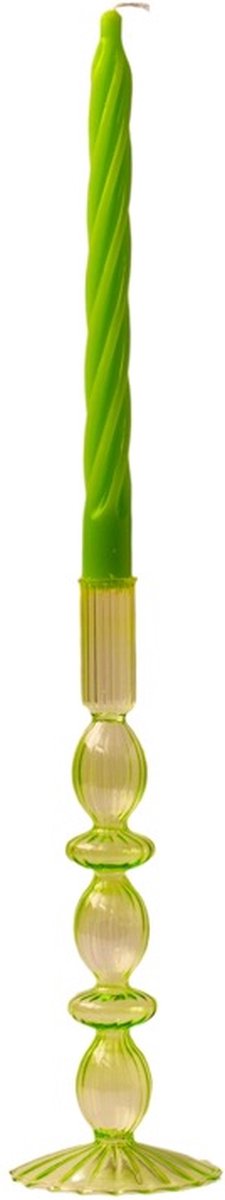 WinQ - Kleurige Glaskandelaar in de kleur licht Groen in de maat 9x26cm met diverse ronde vormen - Kaarsenhouder glas– Decoratie woonkamer – Kandelaar voor Dinerkaarsen