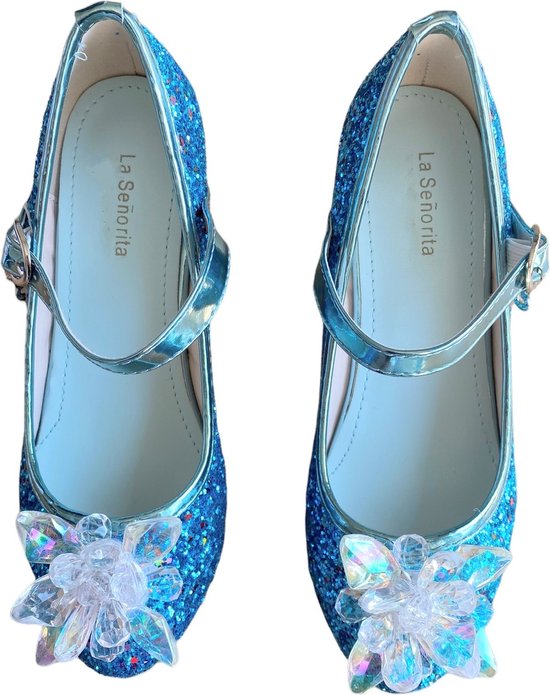 Prinsessen schoenen blauw glitter sneeuwvlok maat 27 binnenmaat 17 5 cm bij. bol