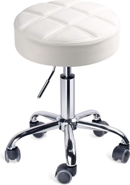 Accessories Draaikruk in hoogte verstelbaar rolkruk functionele werkkruk studiokruk in modern design wit (zitting Ø 35cm)