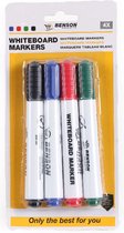 BENSON Whiteboard markers - 4 Delig - Markers met ronde punt - Stiften - Whiteboard stiften - 4 Kleuren
