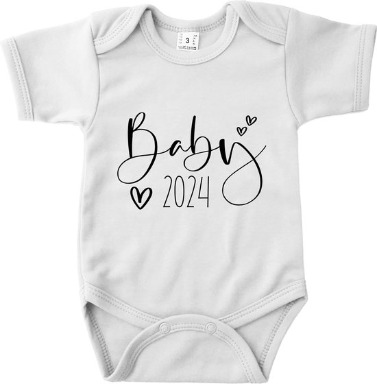 Rompertje 'Baby 2024' - Wit - Maat 56 - Zwangerschap aankondiging - Geboorte - Baby - Pregnancy announcement - Zwanger - Cadeau