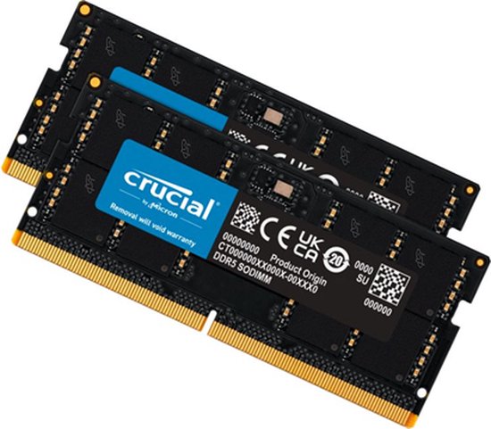 Crucial - 2 x 8 Go (16 Go) - DDR5 4800 MHz - CL40 - Mémoire Crucial sur