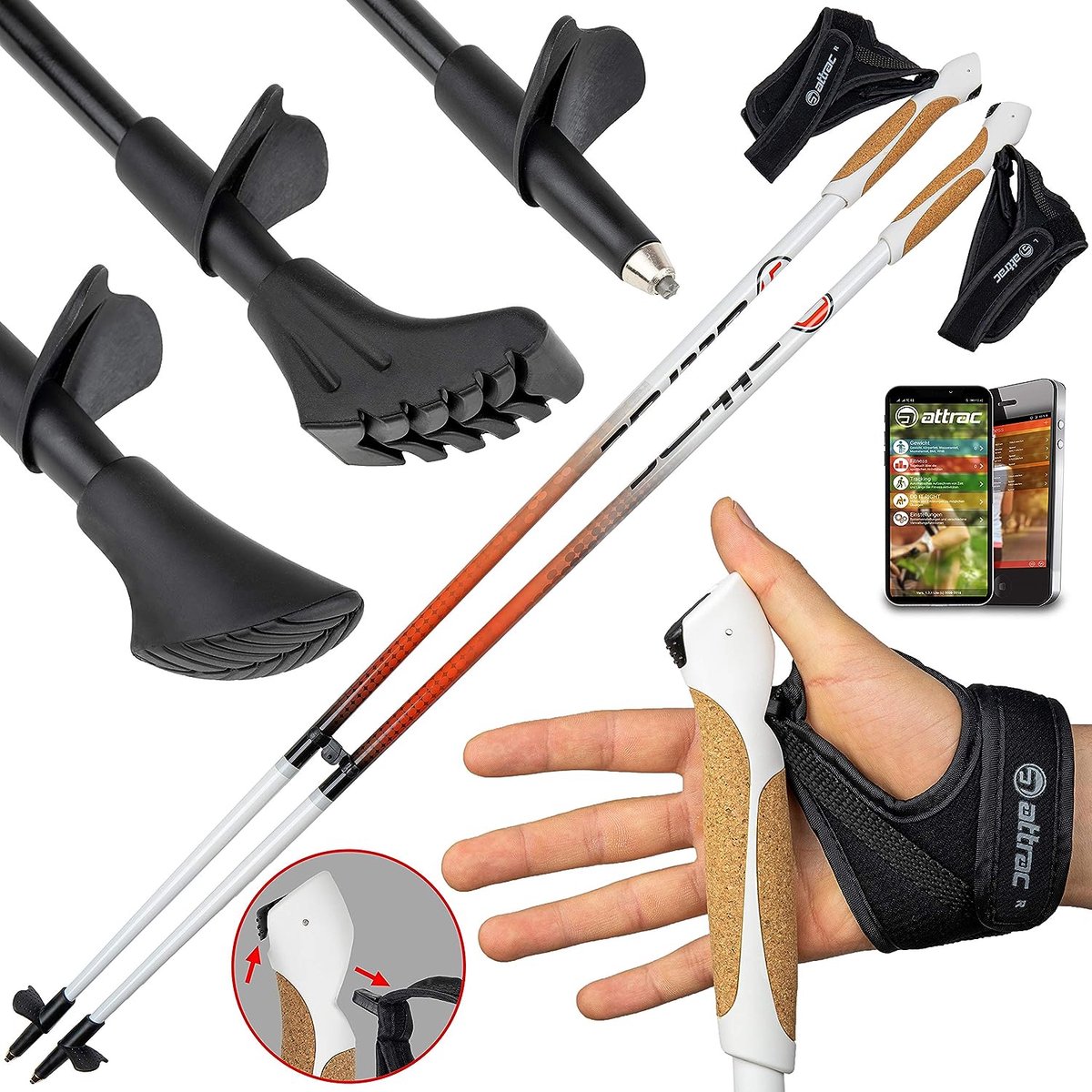 Melko Premium Nordic Walking stokken van duraluminium, set 2, vrij Melko Premium Nordic Walking stokken van duraluminium, set 2, vrij