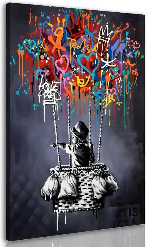 Toile Banksy, art mural, abstrait, graffiti, art de rue, toile