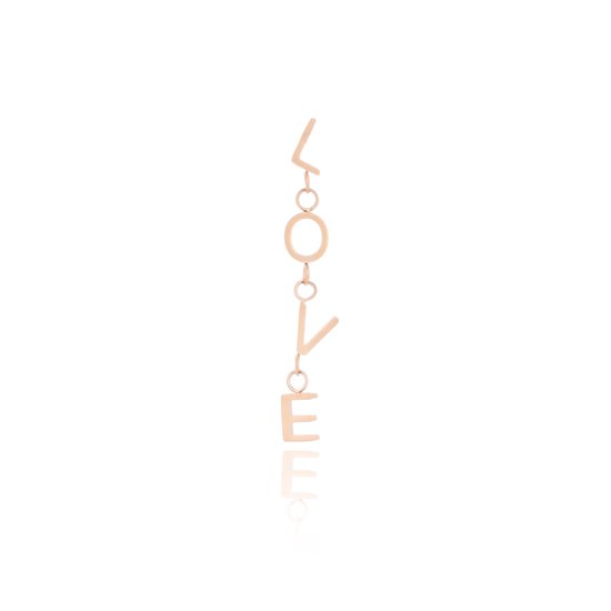 OOZOO Jewellery - Rosé goudkleurige oorbel met L-O-V-E - SE-3035