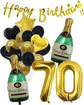 70 Jaar Verjaardag Cijferballon 70 - Feestpakket Snoes Ballonnen Pop The Bottles - Zwart Goud Groen Versiering